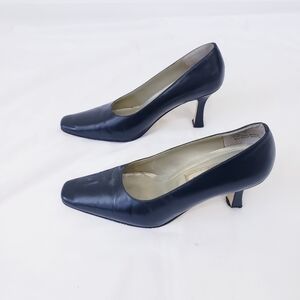 Espanola Navy Blue 100 Heels Vintage Business Heels Geuinine Leather